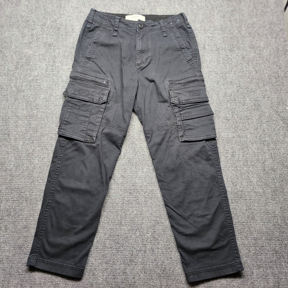 Hollister Mens Loose Cargo Pants Black Utility Multi Pocket 31x30 330P2405
